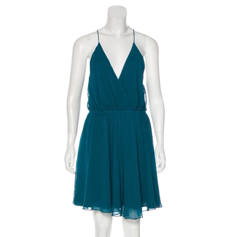 Mara Hoffman Silk Teal V Sleeveless Mini Dress - M